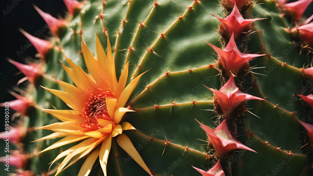 Cactus skin with thorns and ridges. Generative AI Cactus skin with thorns and ridges. Generative AI