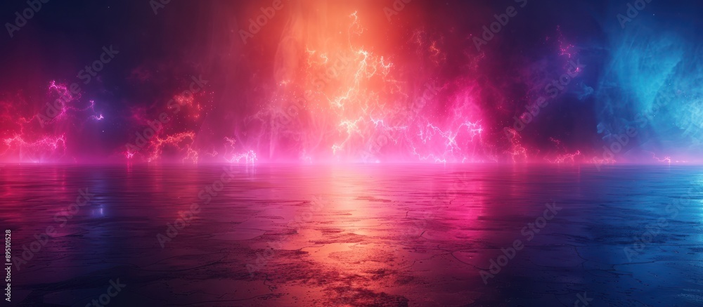 Neon Lights Reflecting on a Water Surface Neon Lights Reflecting on a Water Surface