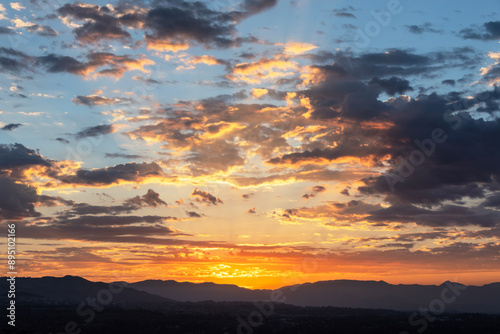 Colorful sunrise behind the...