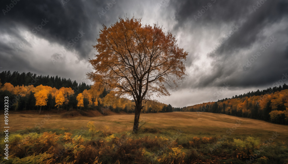 tree and forest in the autumn season, beautiful nature, rainy weather, cloudy tree and forest in the autumn season, beautiful nature, rainy weather, cloudy