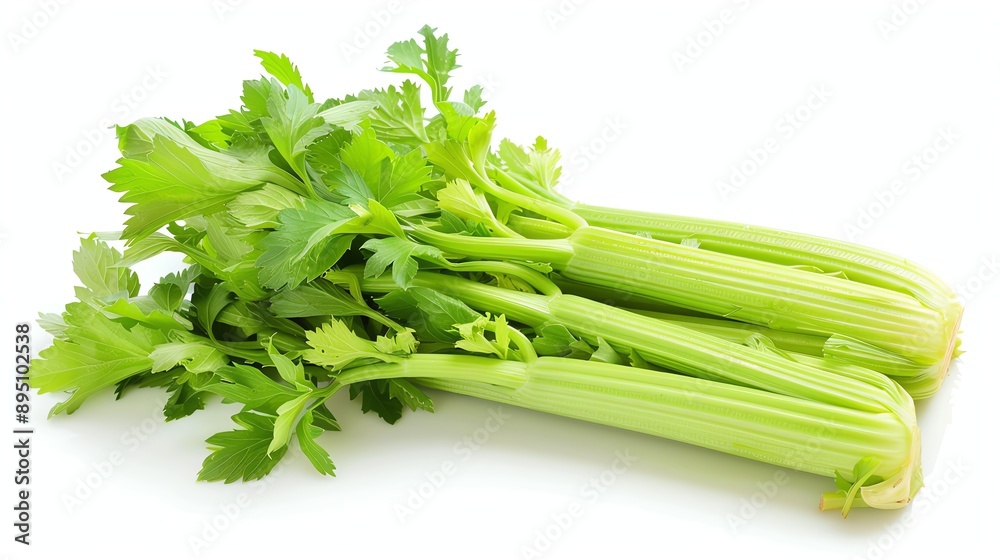 Fresh organic celery bunch isolated on white background. Healthy food concept. Fresh organic celery bunch isolated on white background. Healthy food concept.