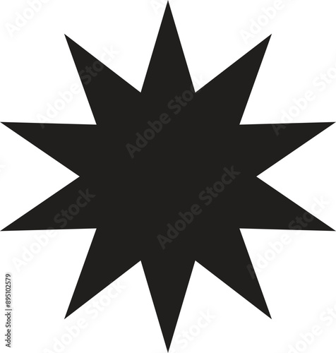 10 point star icon isolated on white background . Ten pointed star icon vector