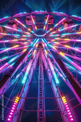 Ferris Wheel at Night with Colorful Lights
