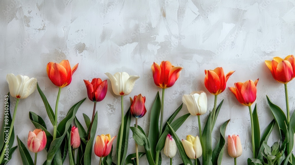 Spring Tulips on White for Easter and Women's Day Spring Tulips on White for Easter and Women's Day