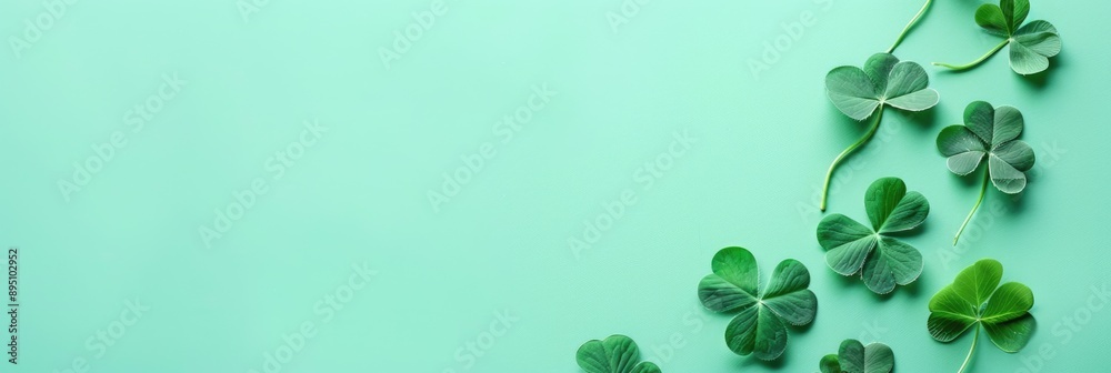 St Paddy Celebration: Green Clover on Light Background for Happy Saint Patricks Day St Paddy Celebration: Green Clover on Light Background for Happy Saint Patricks Day