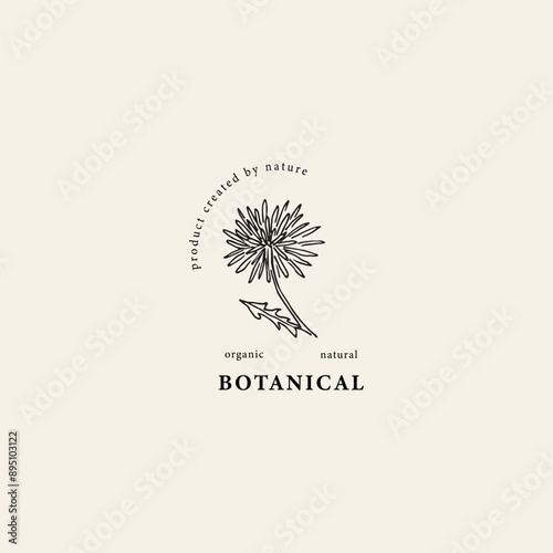 Hand drawn dandelion flower logo