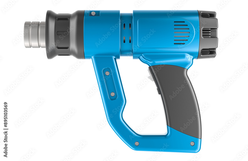 Blue Heat Gun, Industrial Electric Hot Air Gun. 3D rendering isolated on transparent background Blue Heat Gun, Industrial Electric Hot Air Gun. 3D rendering isolated on transparent background