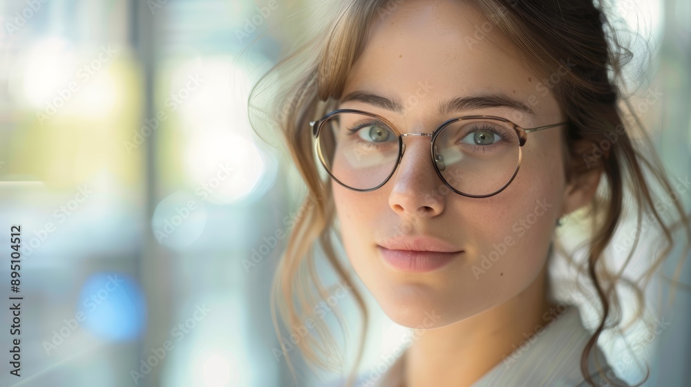 Fototapeta premium Close-up portrait of a woman with glasses