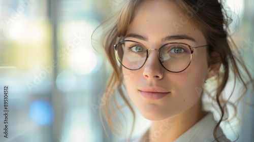 Close-up portrait of a woman with glasses Free Download Close-up portrait of a woman with glasses - GFXLoad