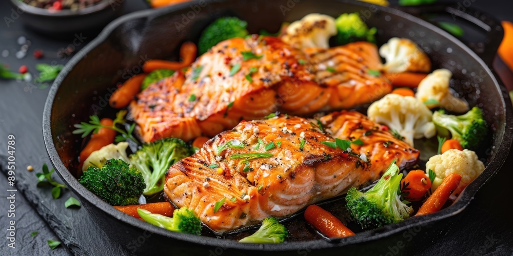 Pan with Salmon Broccoli Cauliflower Pan with Salmon Broccoli Cauliflower