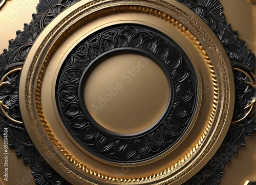  golden background with a decorative element and a round frame