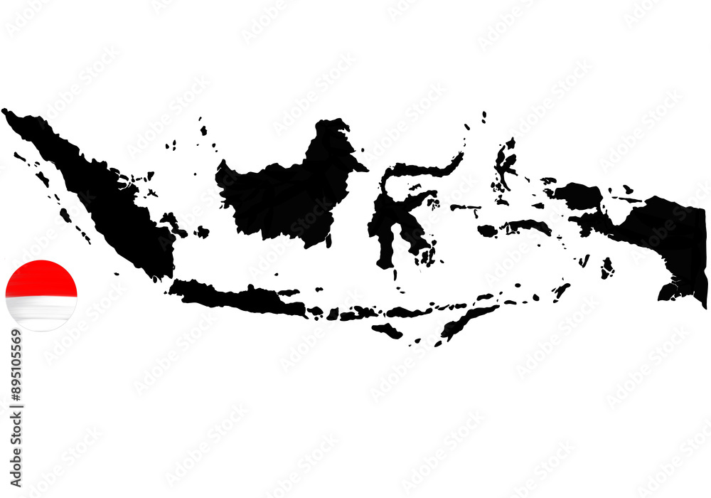indonesia map silhouette with transparent background and country flag indonesia map silhouette with transparent background and country flag