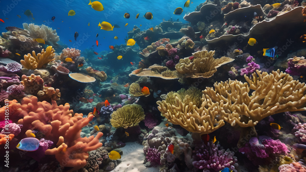 Naklejka premium Close-up of a coral reef with vibrant colors. Generative AI