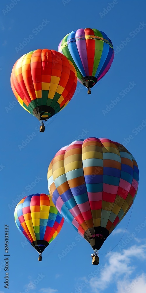 Colorful Hot Air Balloons Flying In The Sky Colorful Hot Air Balloons Flying In The Sky