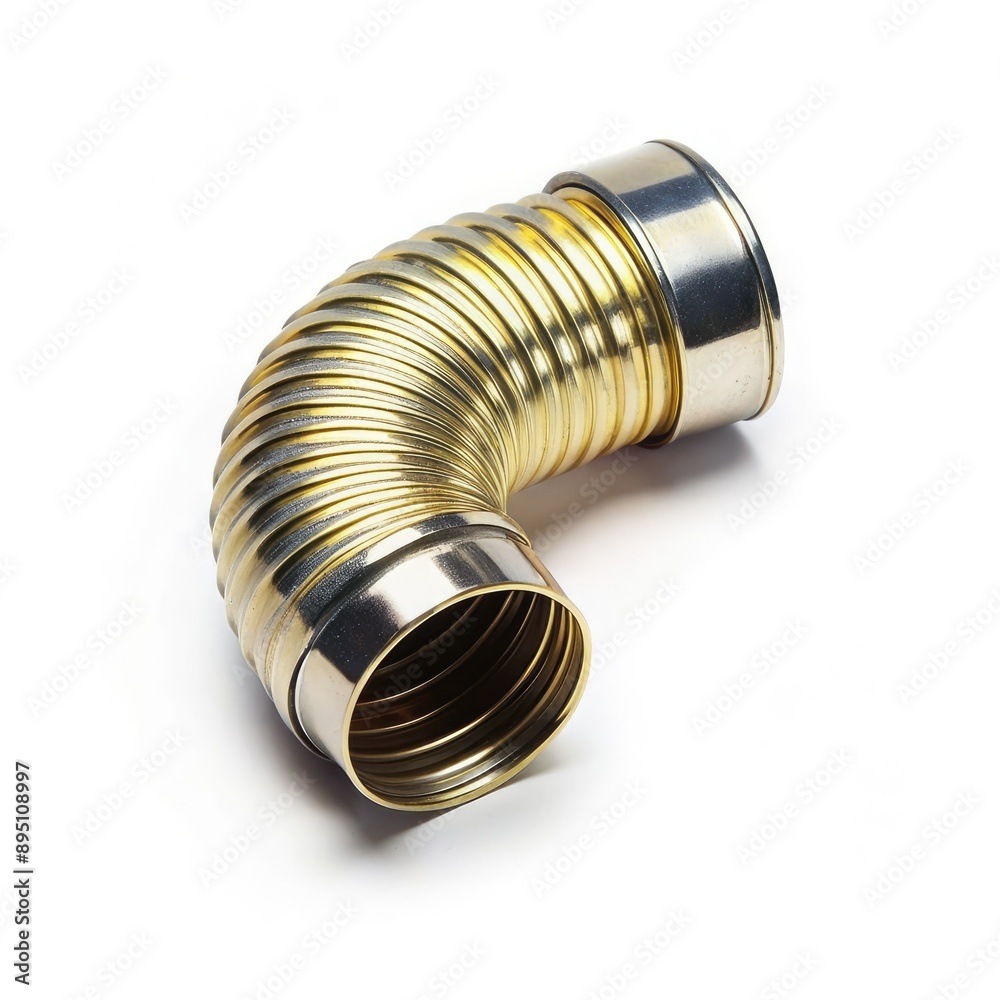 Galvanized Steel Elbow Pipe Fitting on White Background. Generative AI Galvanized Steel Elbow Pipe Fitting on White Background. Generative AI