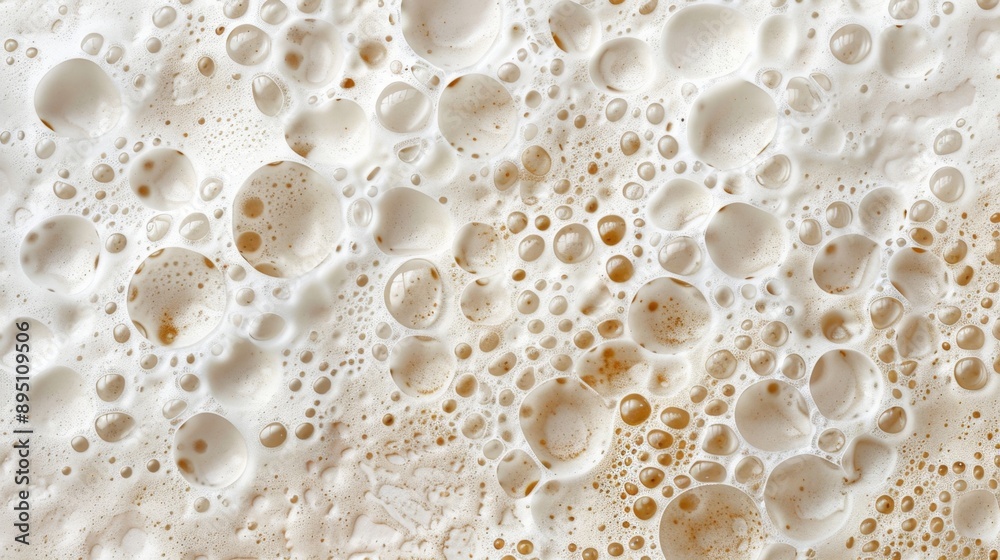 Close-up Texture of Frothy Milk Bubbles for Background or Pattern Design