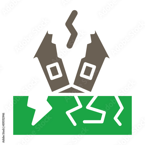 Earthquake Glyph Two Color Icon