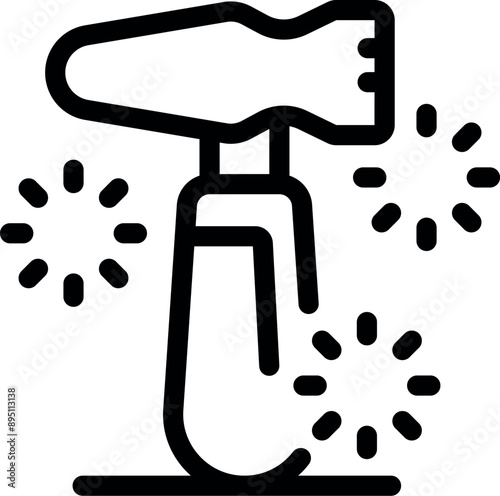 Simple icon of a spray bottle disinfecting and sanitizing a surface, perfect for representing cleaning and hygiene concepts