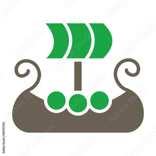 Viking Ship Glyph Two Color Icon