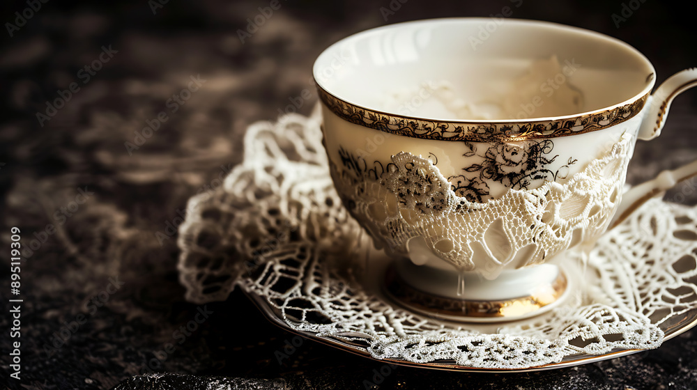 Victorian Punk Teacup Lace Patterns Mockup ,printspace