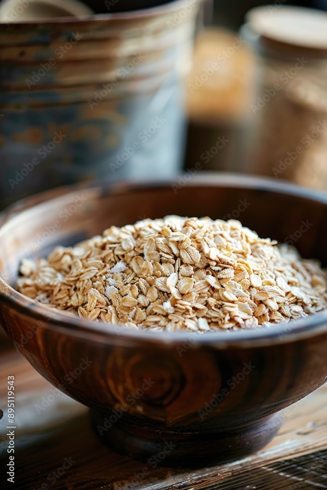 Wooden Bowl with Oats Wooden Bowl with Oats