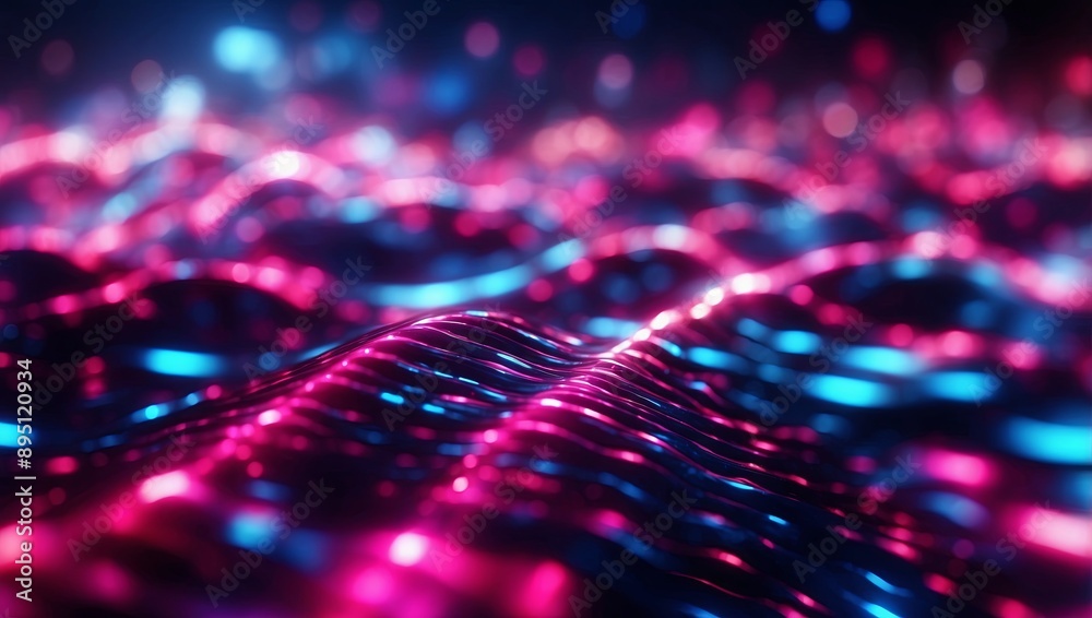 Vibrant pink blue neon wave lines bokeh lights data transfer concept fantastic wallpaper. Vibrant pink blue neon wave lines bokeh lights data transfer concept fantastic wallpaper.