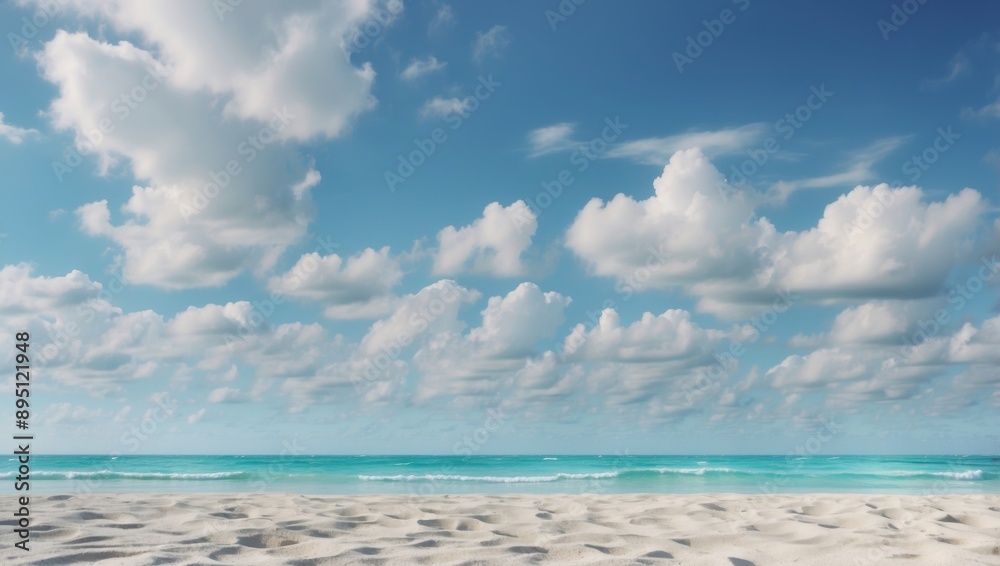 Tranquil tropical beach abstract texture for summer vacation concept with blue sky and white clouds. Tranquil tropical beach abstract texture for summer vacation concept with blue sky and white clouds.