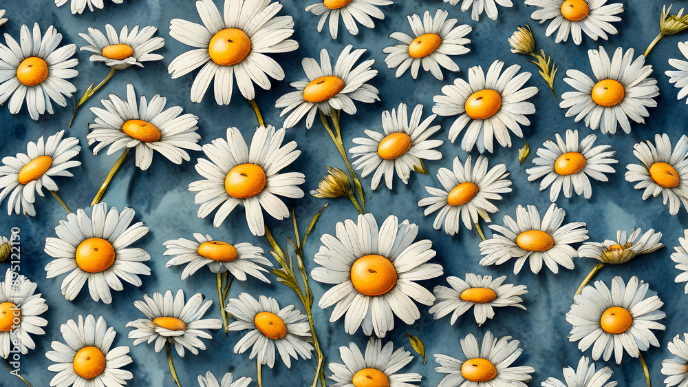 delicate daisies painted in oil on a blue background. floral background
delicate daisies painted in oil on a blue background. floral background