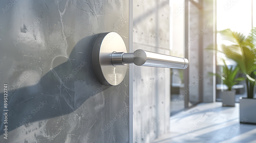 Modern Industrial Door Handle Matte Finish Mockup ,copyspace