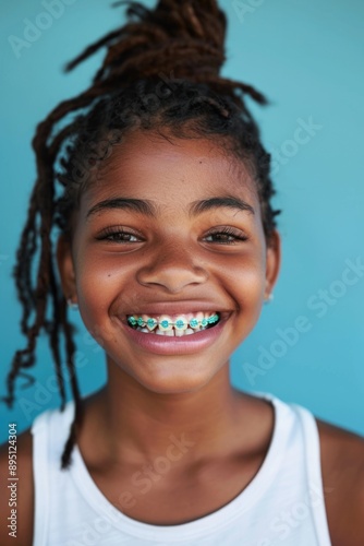 Girl with Braces Smiling