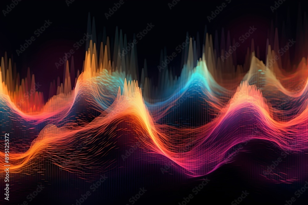Fototapeta premium Abstract colorful data visualization background with electronic waves