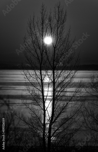 Sunrise and reflection on lake