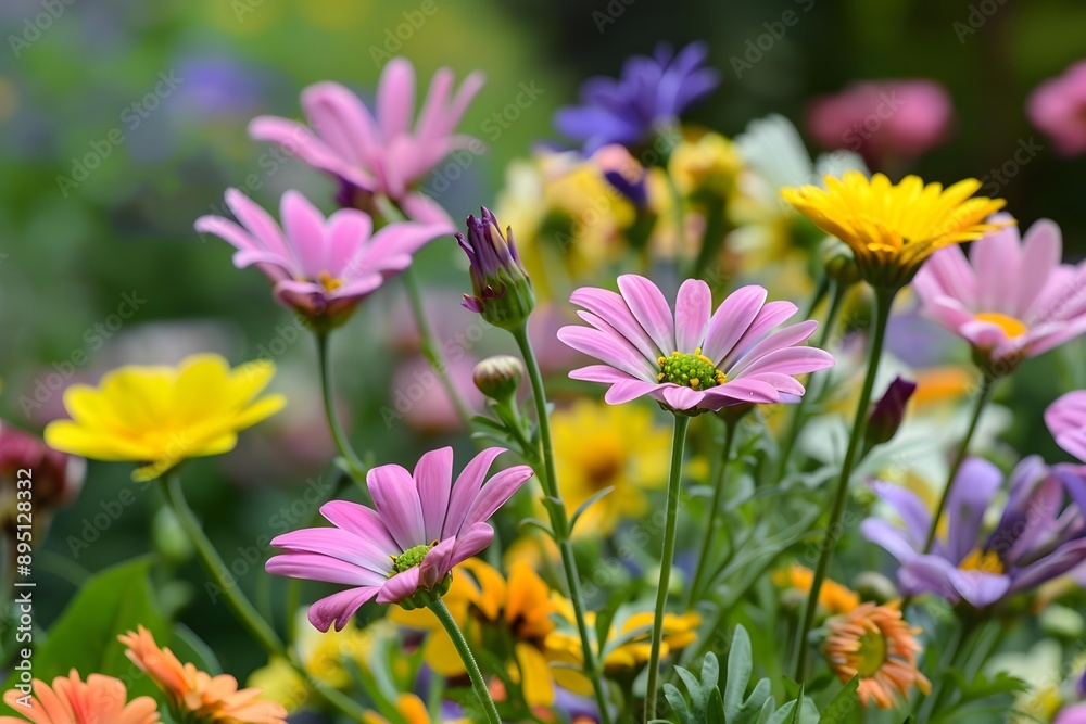 Colorful Spring Flowers Blooming In Garden