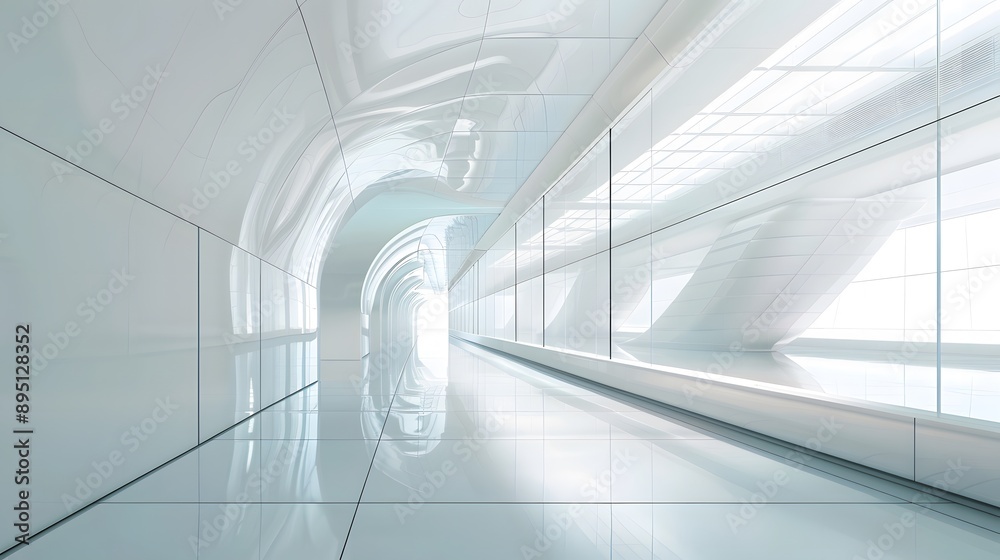 Obraz premium Futuristic minimalistic clean light Architecture background, Futuristic Living Space