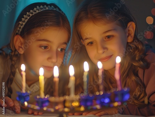 Hanukkah menorah lighting photo