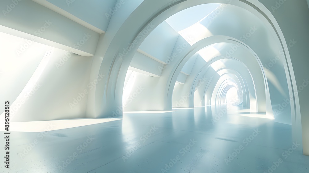 Futuristic minimalistic clean light Architecture background, Futuristic Living Space Futuristic minimalistic clean light Architecture background, Futuristic Living Space