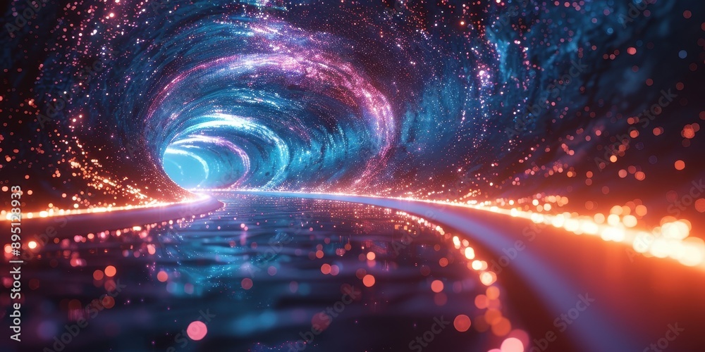 Futuristic Neon Light Tunnel