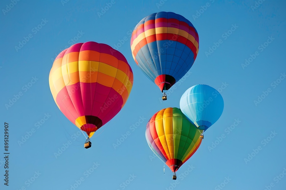 Fototapeta premium Colorful Hot Air Balloons Floating in the Blue Sky
