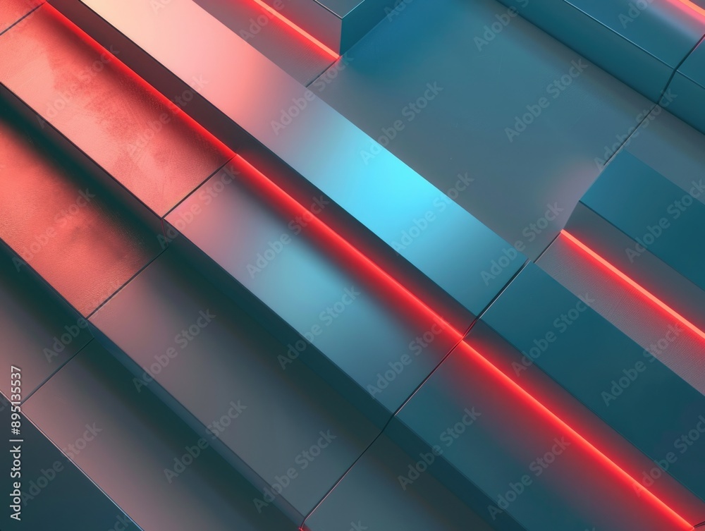 Obraz premium Stairs with Red Lights