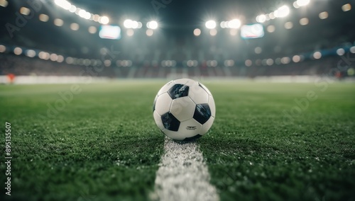 Soccer Ball on Field at Night
