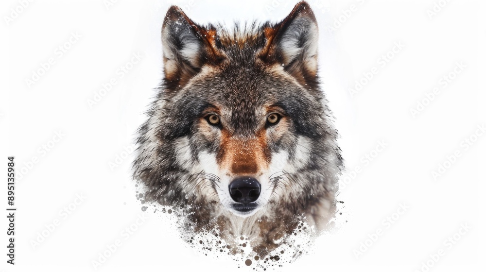 Wolf's face on white background Wolf's face on white background