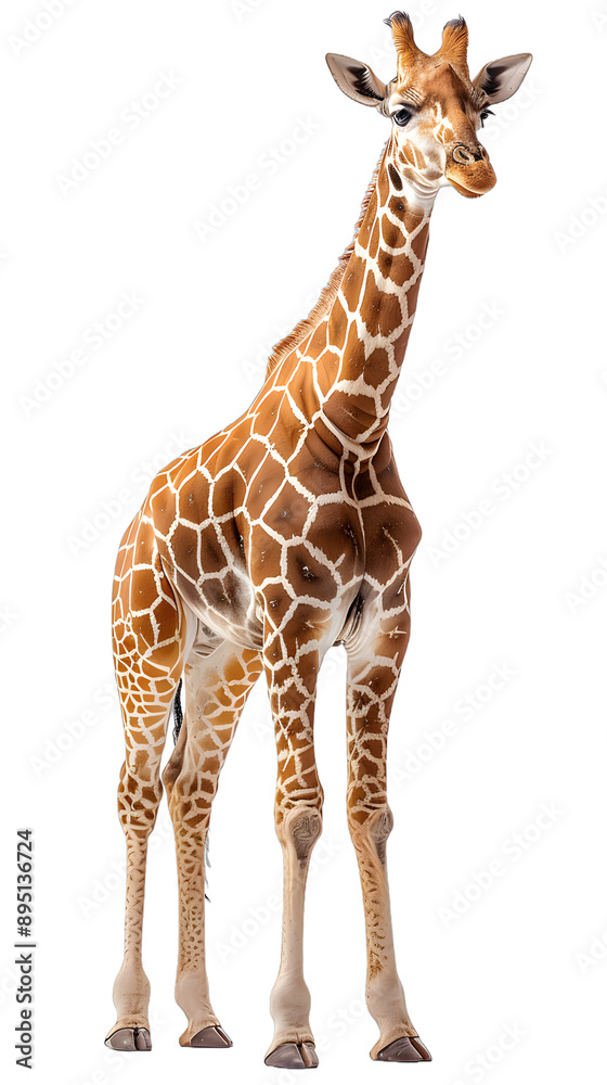Fototapeta premium [Transparent Background PNG]Giraffe Standing on White Background