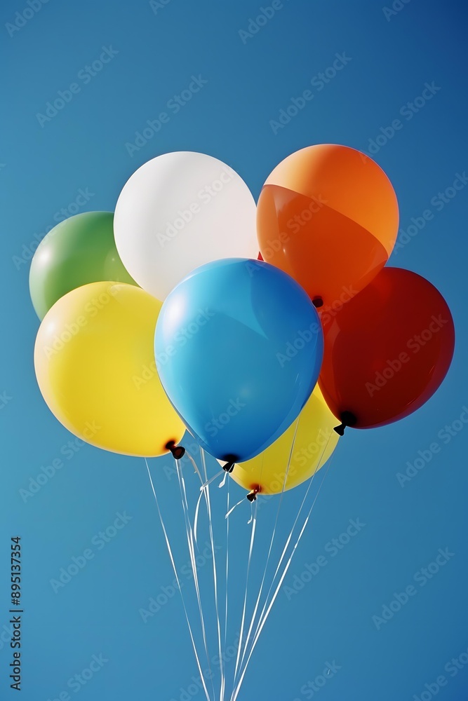 Colorful Balloons Floating in a Blue Sky Colorful Balloons Floating in a Blue Sky