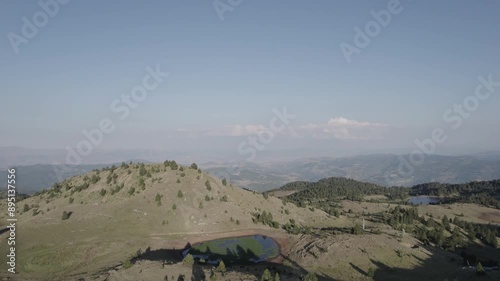 Aerial view of Valamara (Mali i Valamares; Valea Mari) is a mountain of the Central Mountain Range in Southeastern Albania - raw file photo