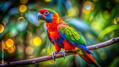 Parrot on a tree branch, palm tree, on a table, in a hat, baseball cap, a glass of juice, fruits, juicy colors, sunlight