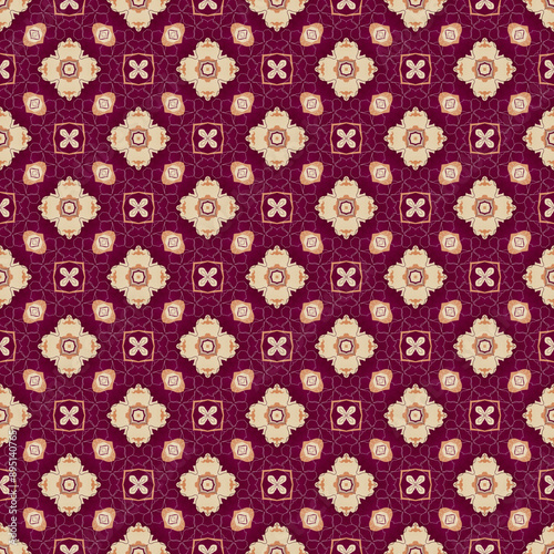 red, flower, gold, china, fabric abstract seamless pattern. design for background, wallpaper, carpet, clothing, batik, textile, embroidery, sarong, interior, floor, curtain, printing