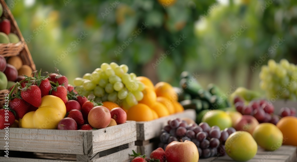 Fresh Fruit Display in an Orchard Fresh Fruit Display in an Orchard