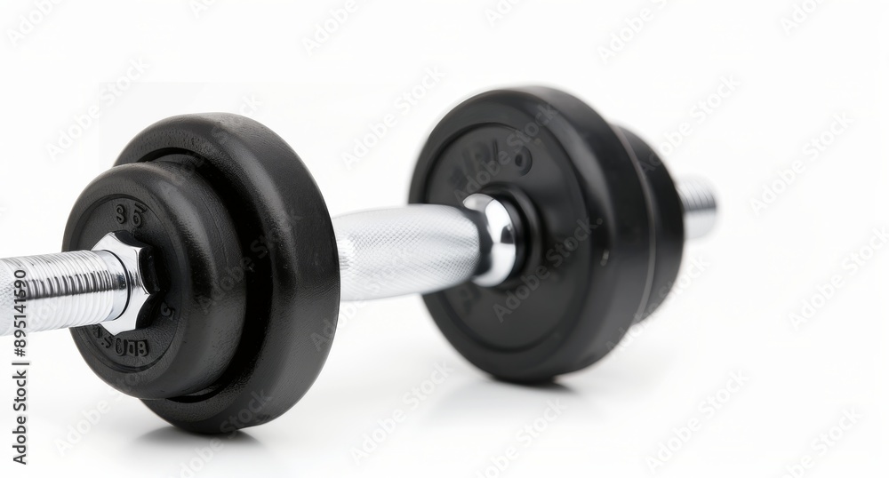 Black Dumbbell On White Background Black Dumbbell On White Background