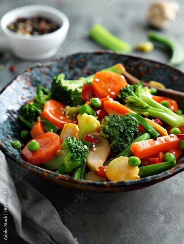 Stir-fried Vegetables with Sesame Seeds.