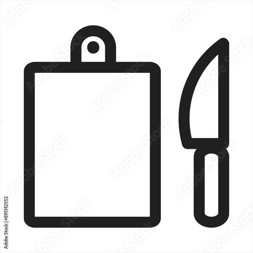 Cutting board cut knife kitchen icon, vector illustration